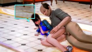 Hana d.va overwatch cosplay game girl having sex with a old man in animated manga hentai with action gameplay
